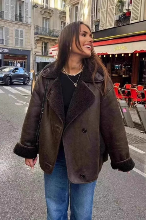 Luvik | Lampaannahkavuorattu löysä takki