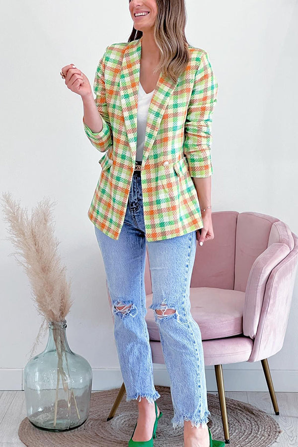 Luvik | Painetut olkalaukut kaksinkertainen nappi rento takki