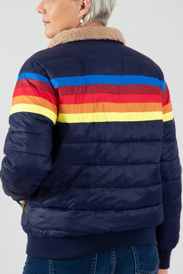 Luvik | Regnbuer Retro Striper Isolert Jakke