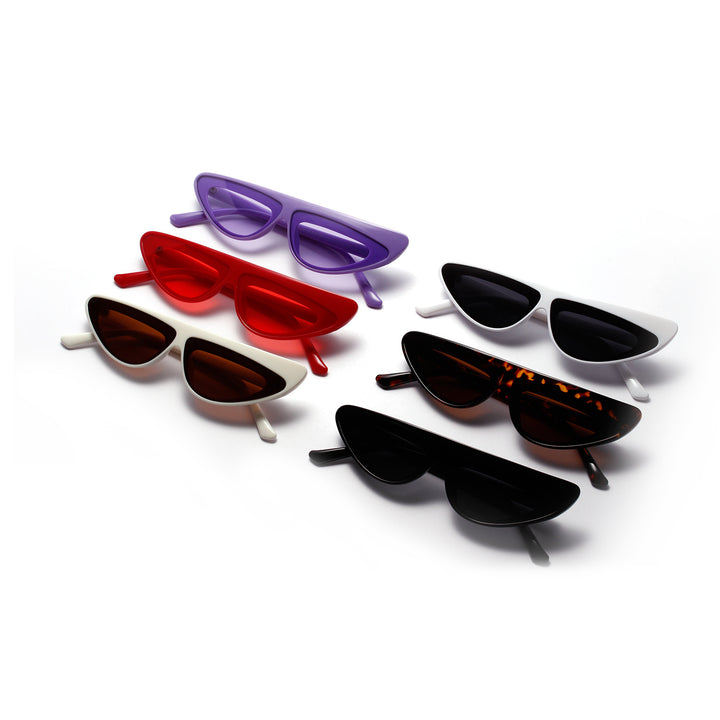 Dame Cat-Eye solbriller med trendy asymmetrisk design Luvikno
