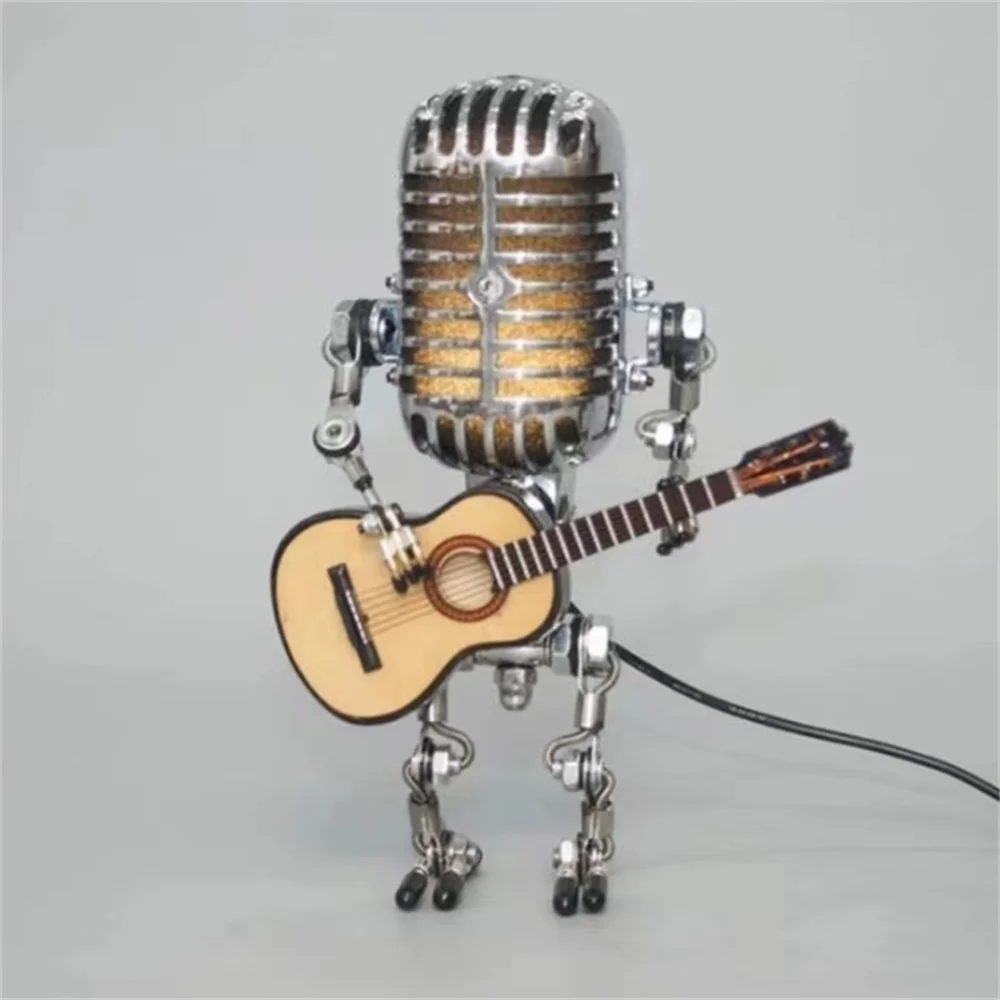 Bordlampe Robot Metall Industriell Design Luvikno