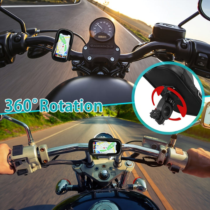 Vanntett mobilholder for sykkel og motorsykkel – 360° roterbar og egnet for 4,5–6,4 tommer | Luvikno