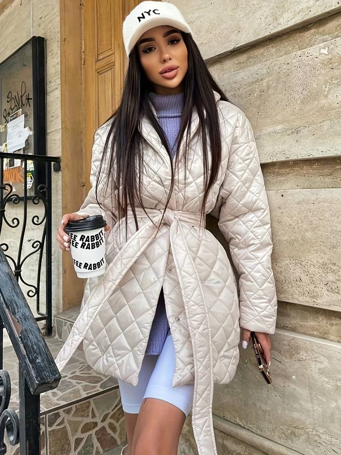 Luvik | Veste mi-longue à la mode avec décolleté en V pour femmes