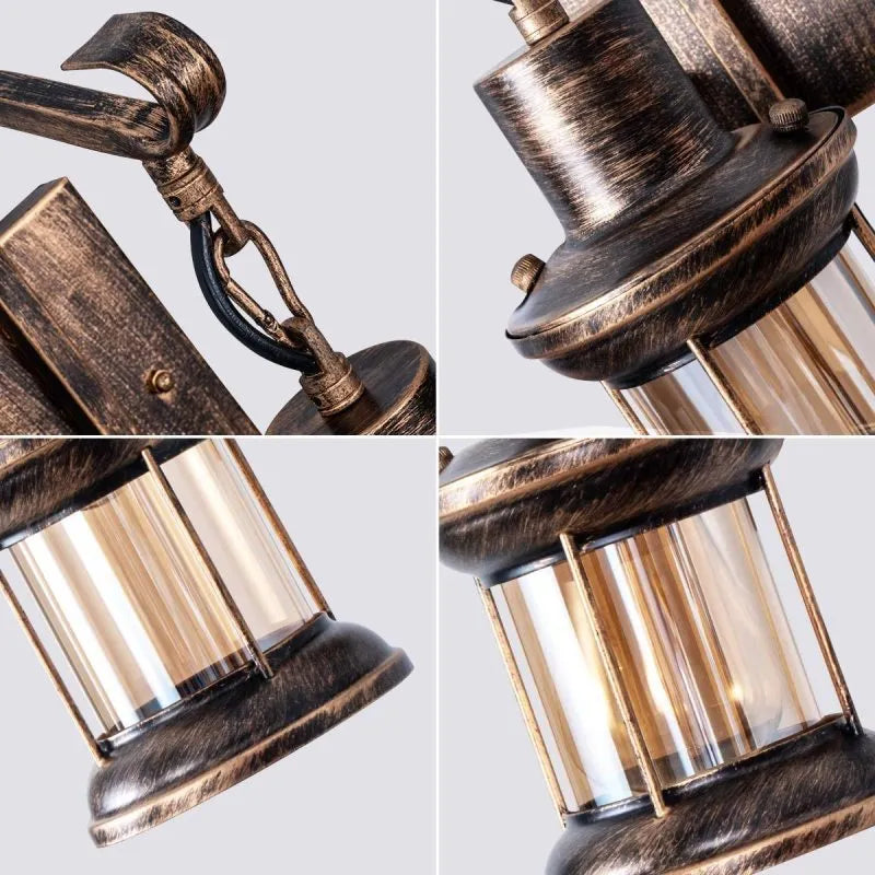 Vegglampe med vintage glasskjermdesign Luvikno