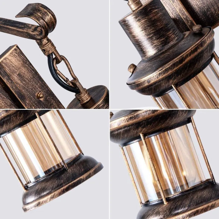 Vegglampe med vintage glasskjermdesign Luvikno