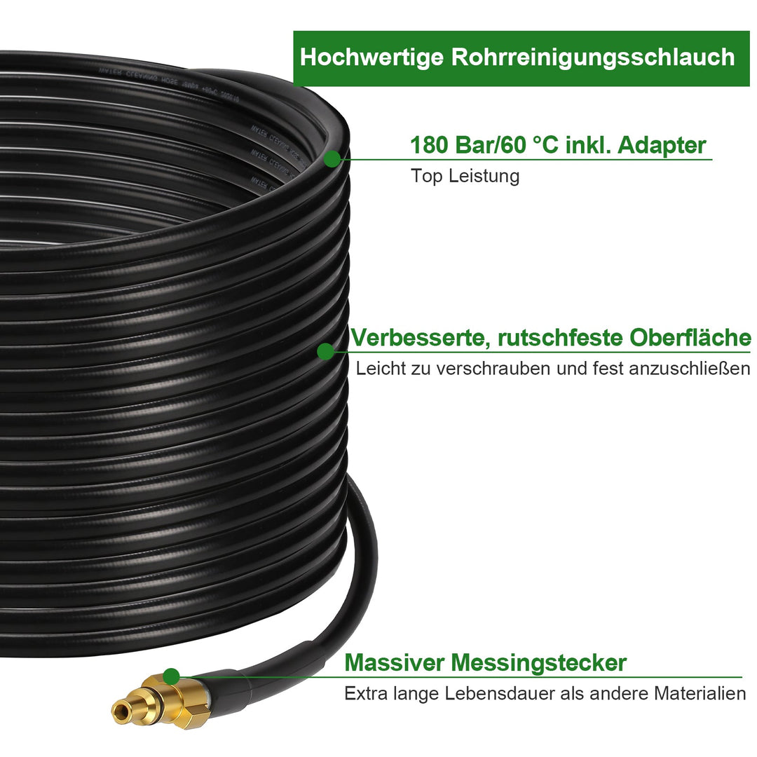 Rør rengjøringsslange 10m-30m 180 bar | Luvikno