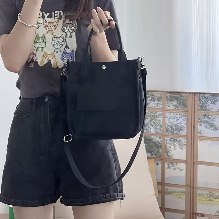 UrbanEase Canvas Slingbag – Hvit skulderveske med magnetlukking og justerbar stropp | Luvikno