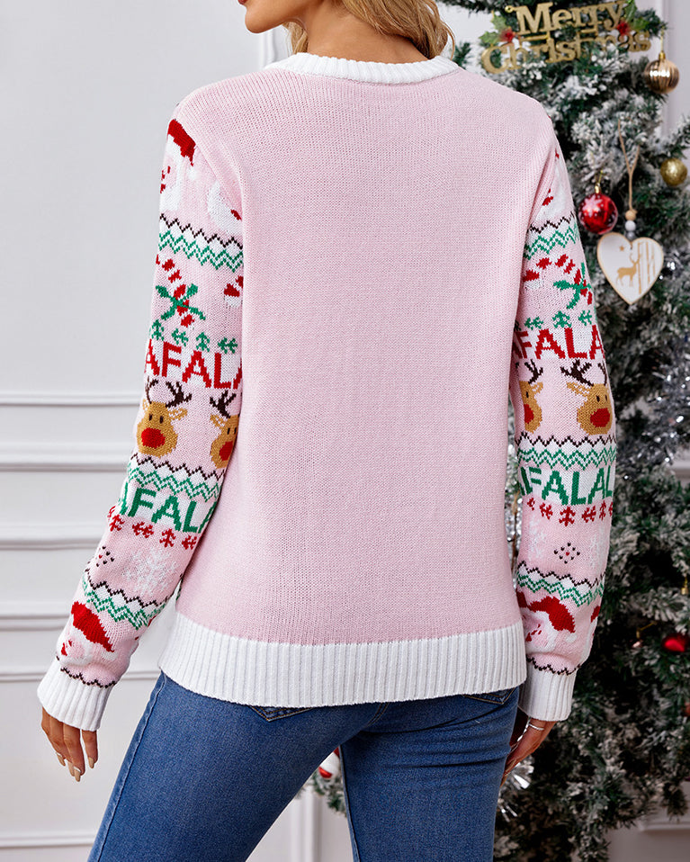 Luvik | Lys rosa strikket julesweater