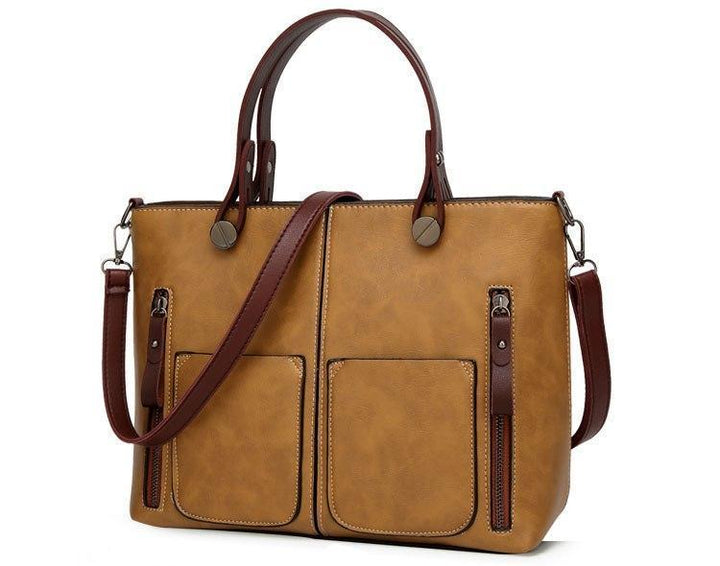 Cera - Dobbel Frontlomme Vintage Tote Håndveske | Luvikno