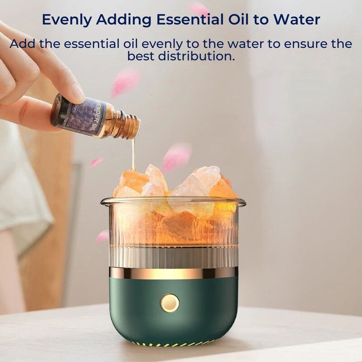 SereniGlow Crystal Salt Fuktighetsgiver | USB Aroma Diffuser – Nattlys & Luftrenser – For Avslapning, Stressreduksjon & Forbedret Luftkvalitet Luvikno