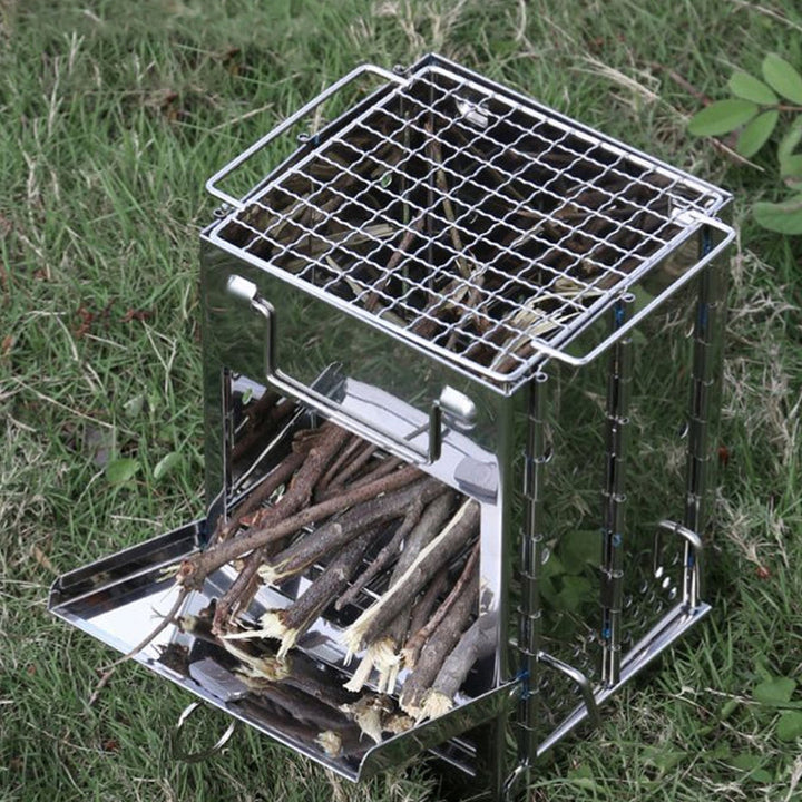 Luvikno | Utendørs sammenleggbart vedovn mini rustfritt stål grill camping piknik