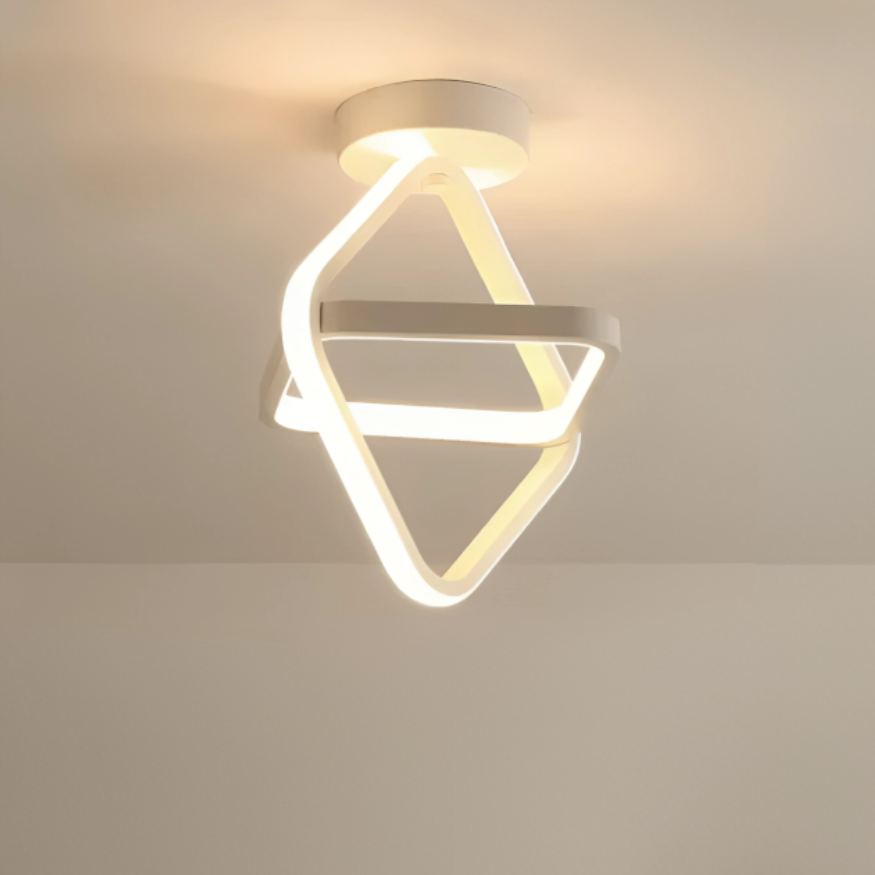 Moderne LED Taklampe 18W | Kreativ Design med 2 Ringer | Energivennlig Belysning for Stue & Kontor 24 cm | Luvikno