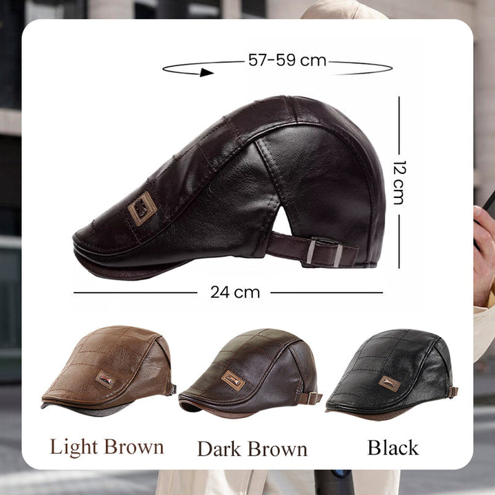 Luvikno | ElderLux Plush Leather Beret | Cozy elegance for a warm winter experience