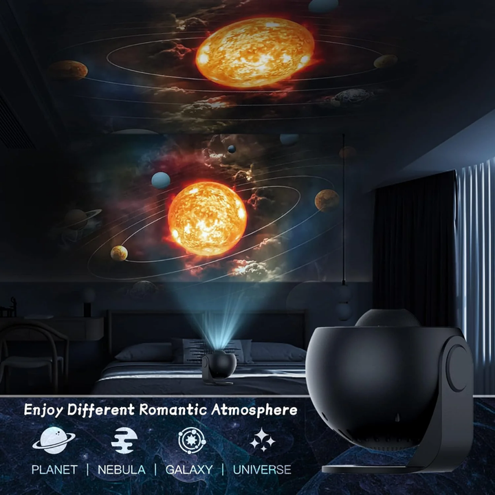 Planetarium Galaxy Projector - 360° rotasjon for full romdekning Luvikno