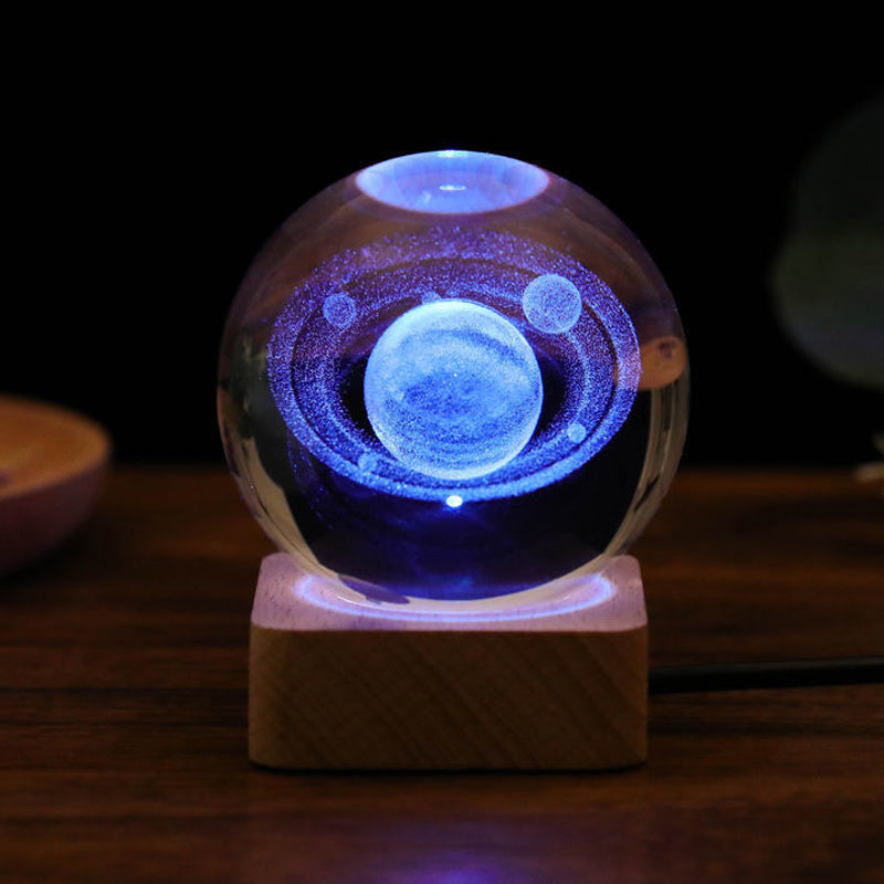 3D Galaxy Crystal Ball Natt Lys Dekor Lampe | Luvikno