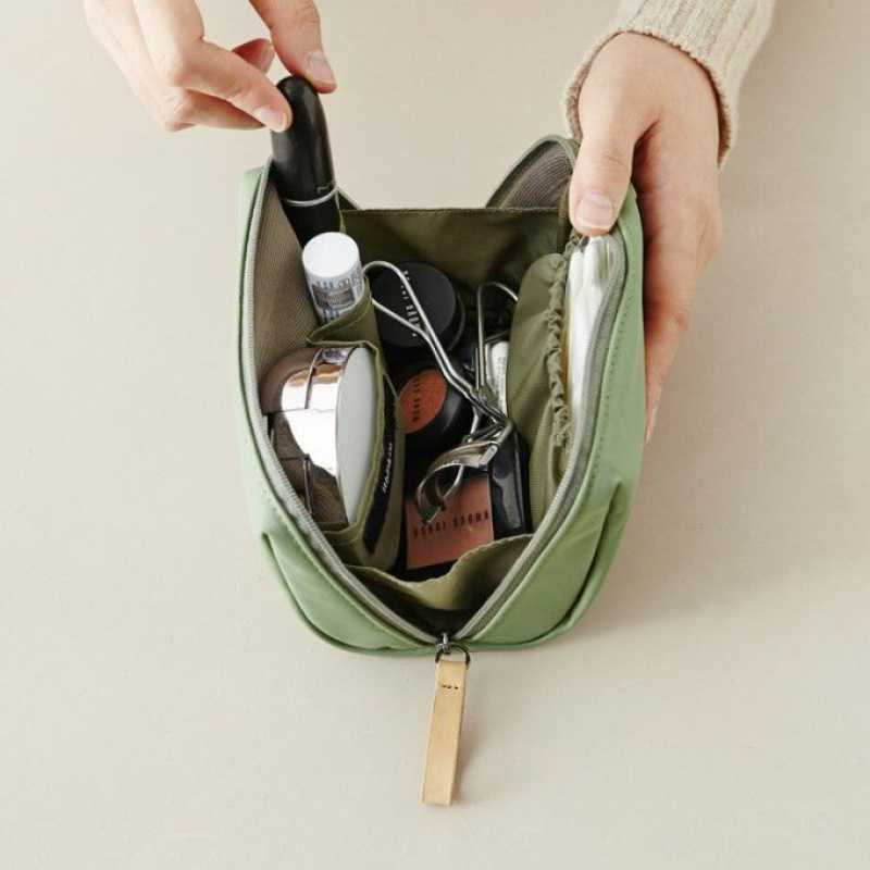Solid Color Cosmetic Case with Double Zipper | Luvikno