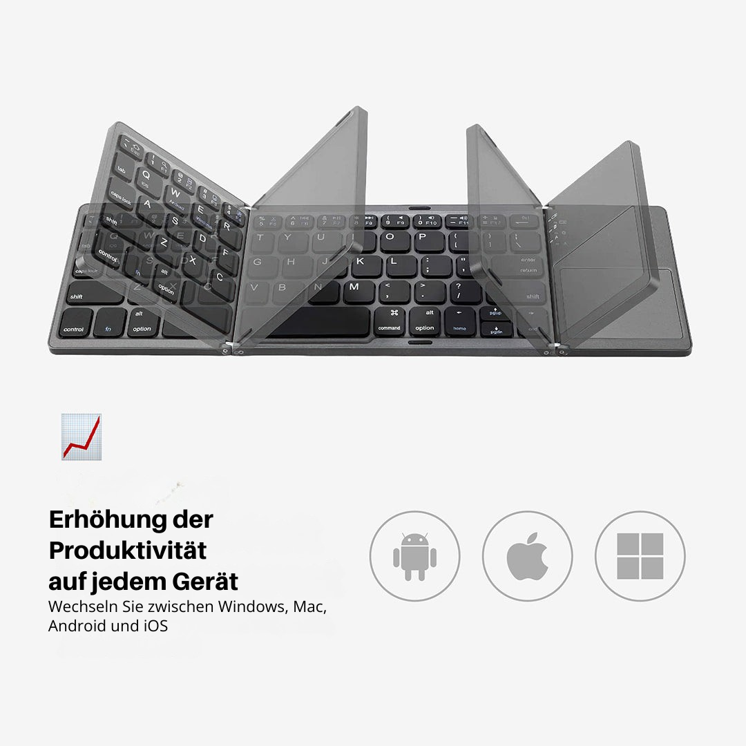 Luvikno | Sammenleggbar Bluetooth-tastatur med berøringsplate | Bærbart trådløst mini-tastatur for Windows, Mac, iOS og Android
