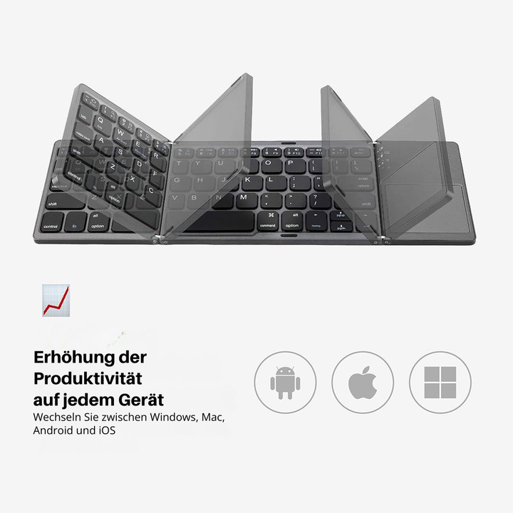 Luvikno | Sammenleggbar Bluetooth-tastatur med berøringsplate | Bærbart trådløst mini-tastatur for Windows, Mac, iOS og Android