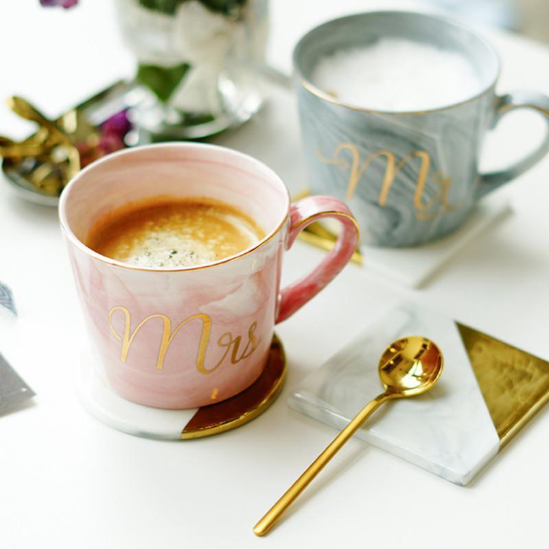 Marmor Porselen Hr & Fru Kaffe Kopper | Luvikno