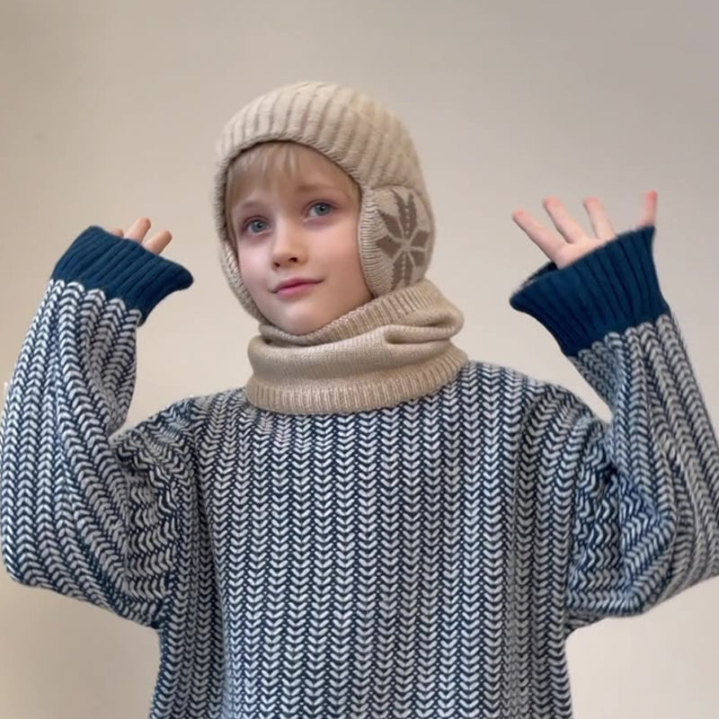 Luvikno | Barne Vinter Fleece Skjerf Dress Strikket Lue