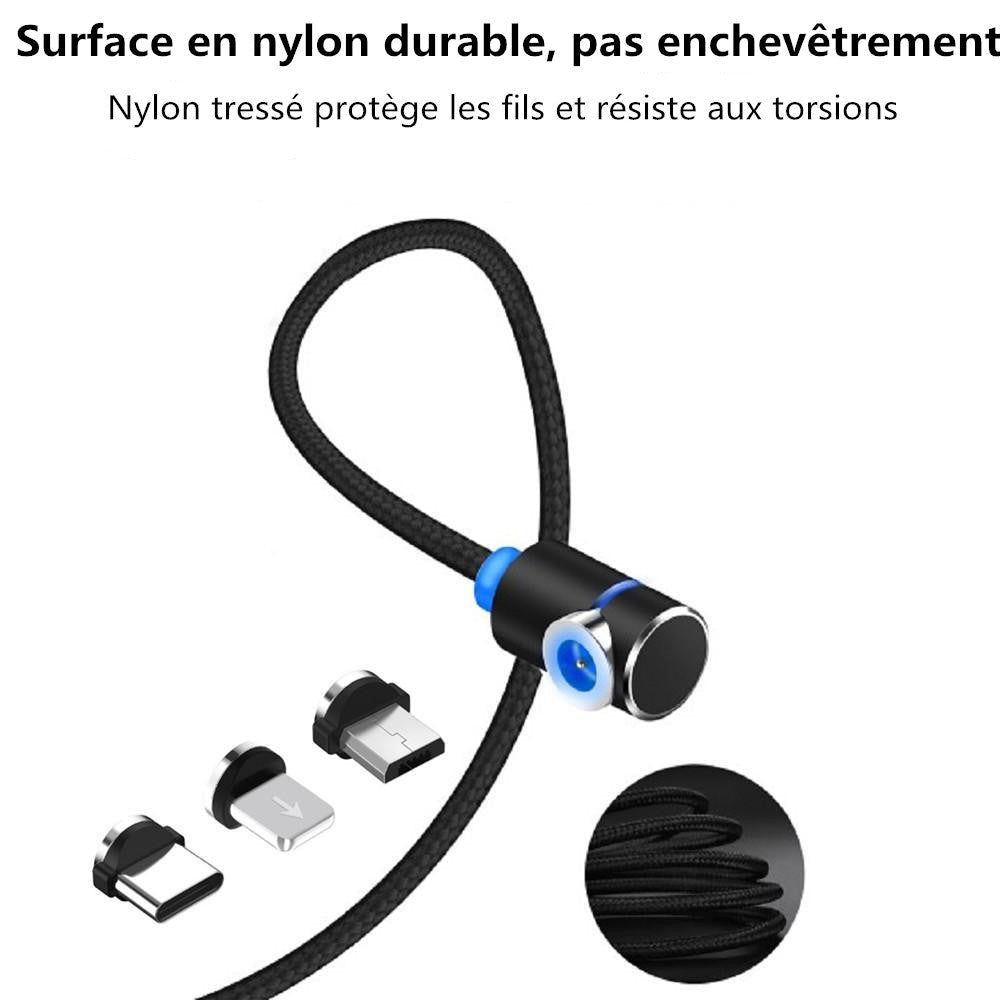 3 i 1 magnetisk USB-ladekabel med LED-lys | luvikno