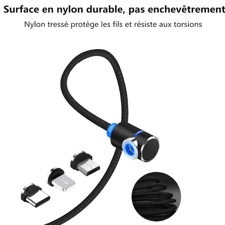 3 i 1 magnetisk USB-ladekabel med LED-lys | luvikno