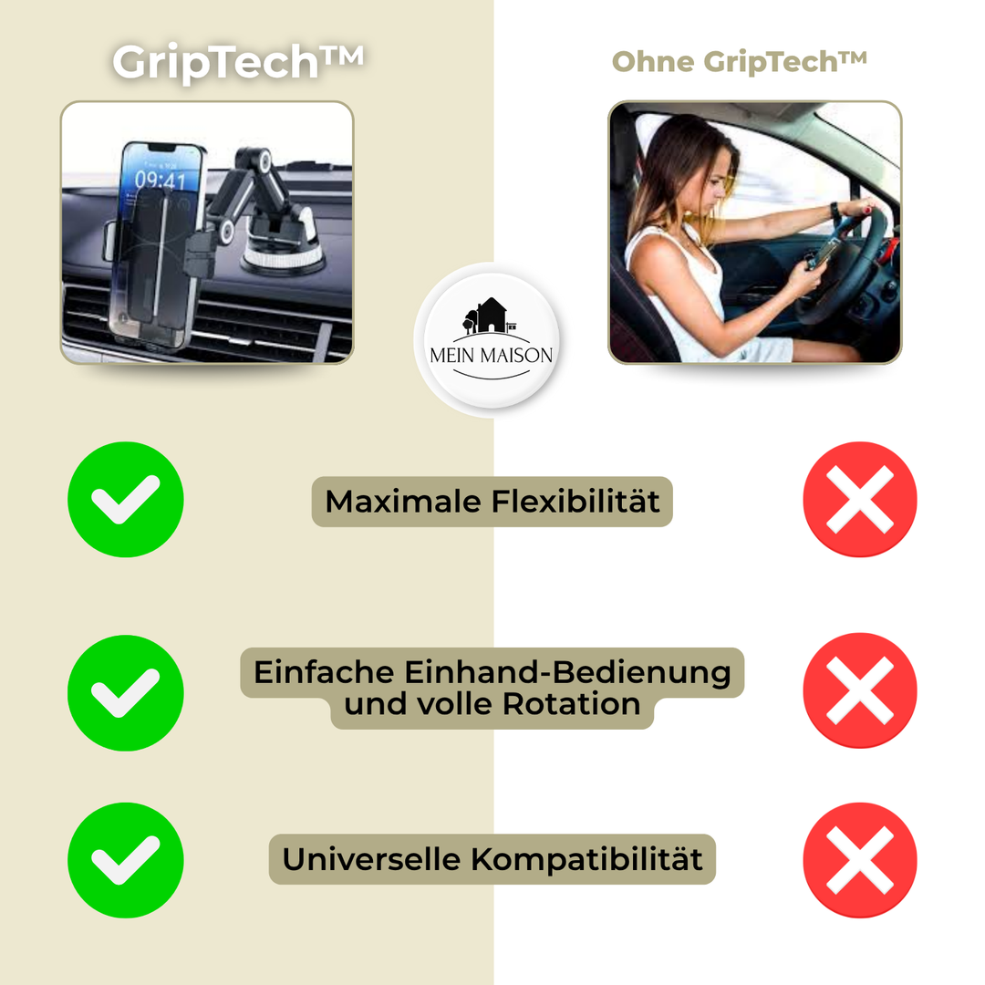 Luvikno | Auto GripTech Handy Holder med Sterk Sugekop og 360° Rotasjon