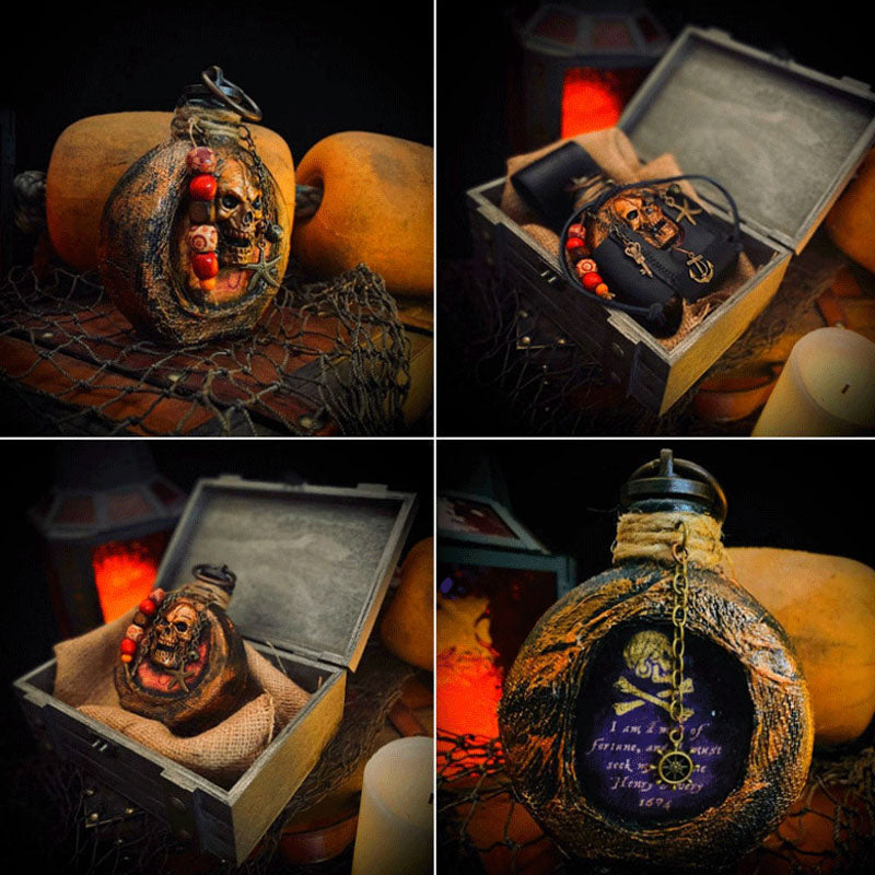 Skull Pirate Rum Bottle laget av harpiks | luvikno