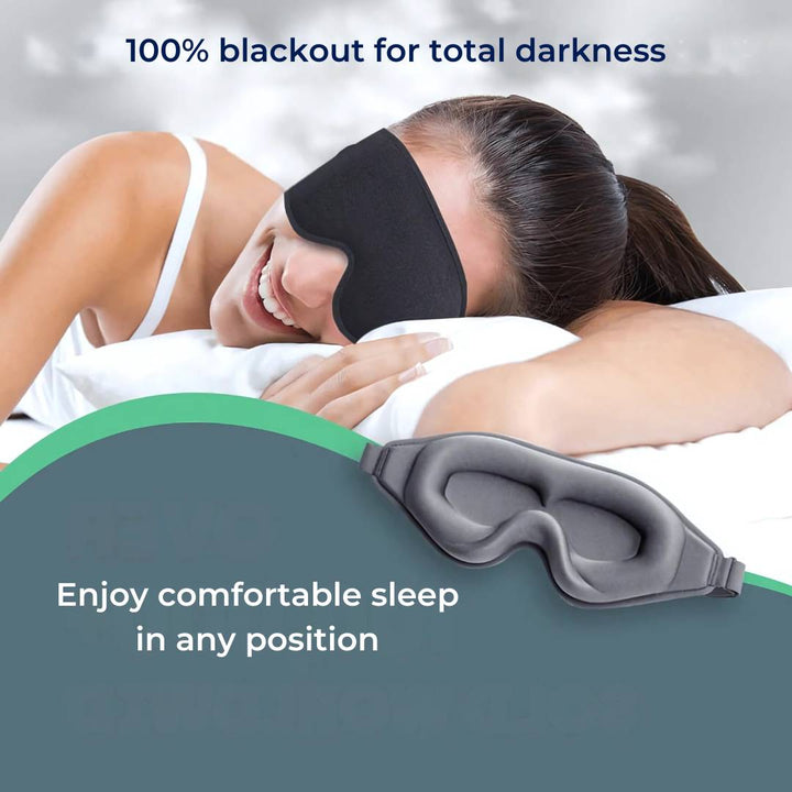 DreamSeal 3D Søvn Øyemasker | Lysblokkerende Maske - Søvn Blindfold - for Reiser - Meditasjon - Insomni - Dyp Søvn - Justerbar Stropp Luvikno
