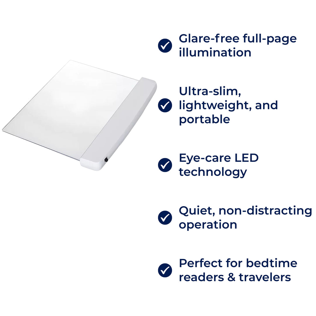 PageGlow | Flat LED Boklys – Blendingfritt Fullside Belysning – Slank Bærbar Design – Øyevennlig for Reisende & Sengetidslesere Luvikno