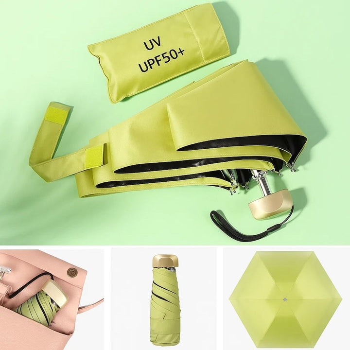 UrbanBrolly | Mini UV Sammenleggbar Paraply – UPF 50+ Solbeskyttelse – Vannavvisende – Lett Bærebar Størrelse Reise Bruk Luvikno