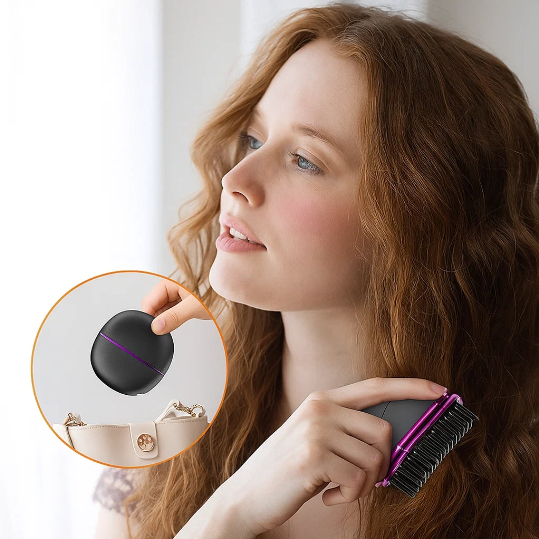 Rask oppvarming – Mini kamdesign – Frizz-fri finish – Rask oppfriskning for reise og daglig bruk Luvikno