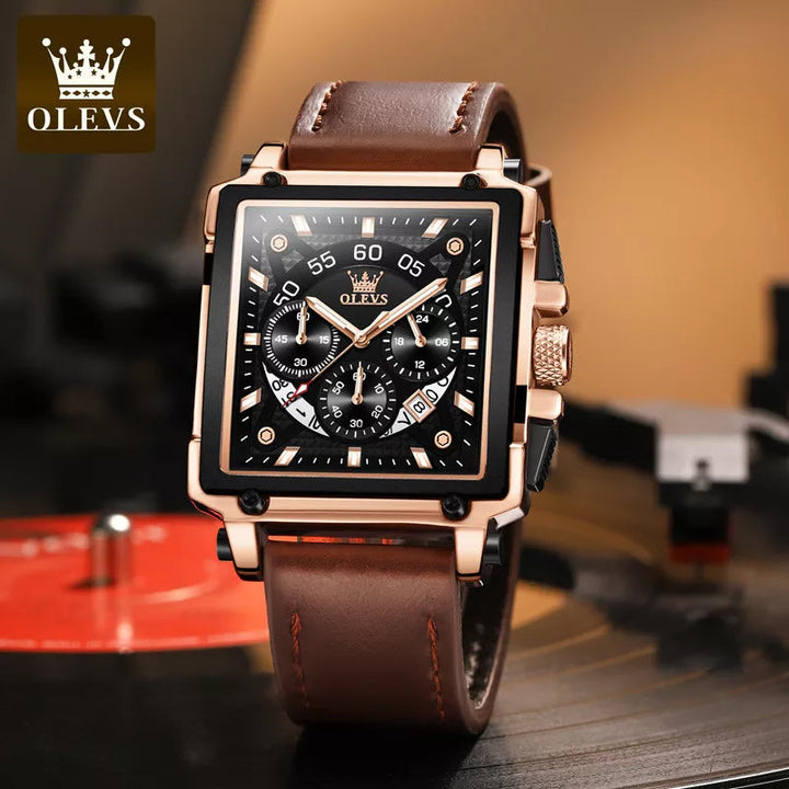 Olevs® Luminous Luxury Square Business Automatic Mechanical Watch | Luvikno
