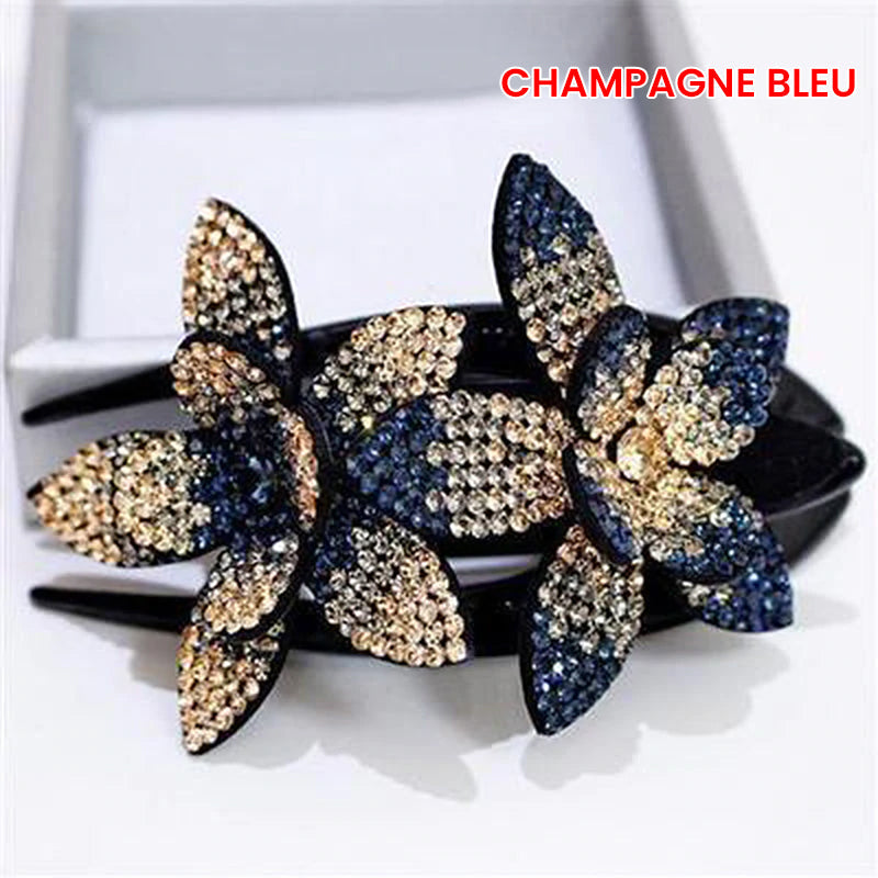 Double Flower Rhinestone Hair Pin | Luvikno