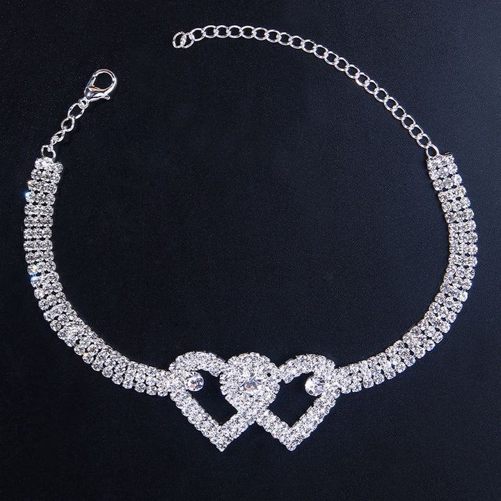 Luvikno | Double Love Heart Rhinestone Anklet