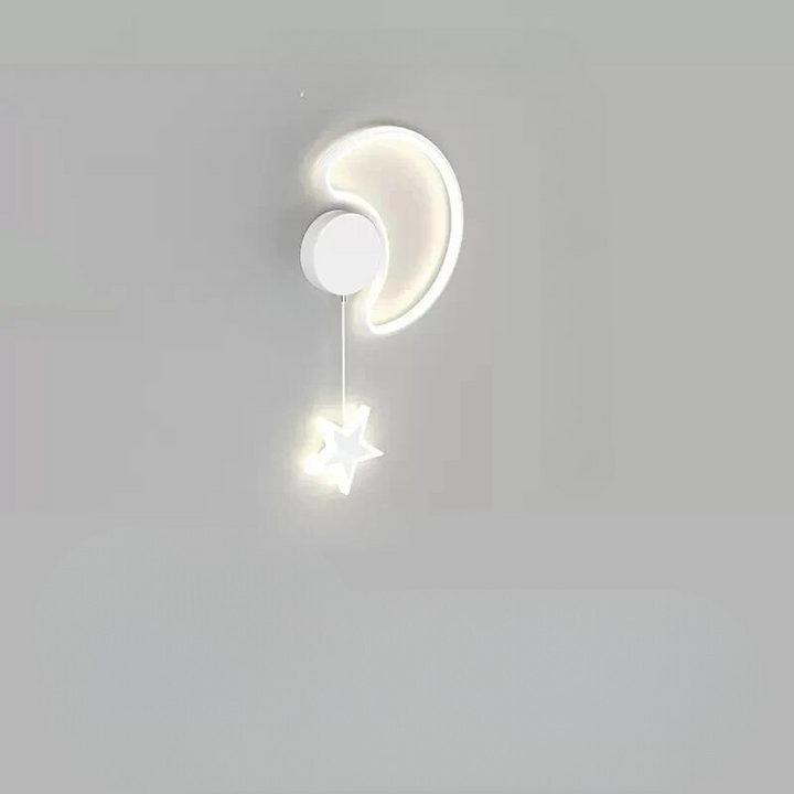 LumiDroom - Magisk Vegglampe med Stjerner og Måne Luvikno