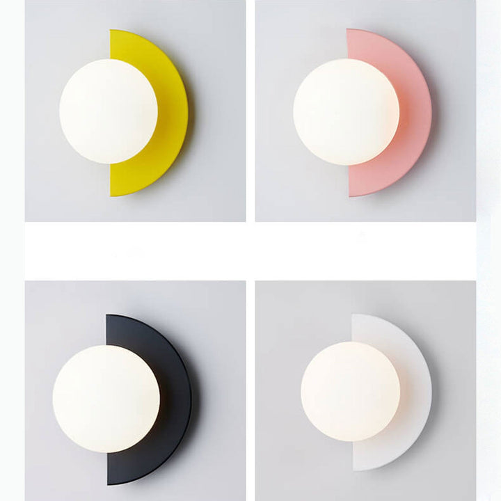 Glass Globe Wall Light with Colourful Base Luvikno