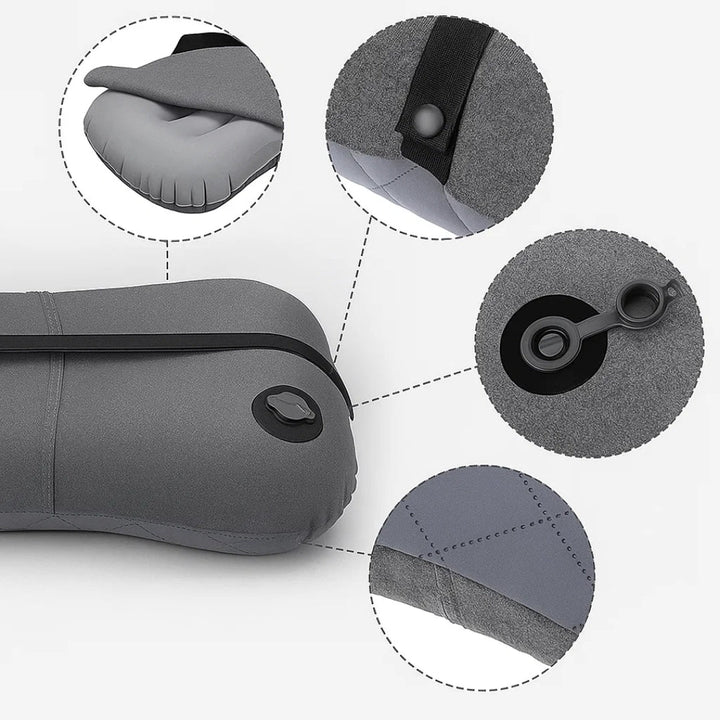 Ergonomisk nakke støtte – Oppblåsbar og lett – Lindrer nakkesmerter – Kompakt for fly og tog Luvikno