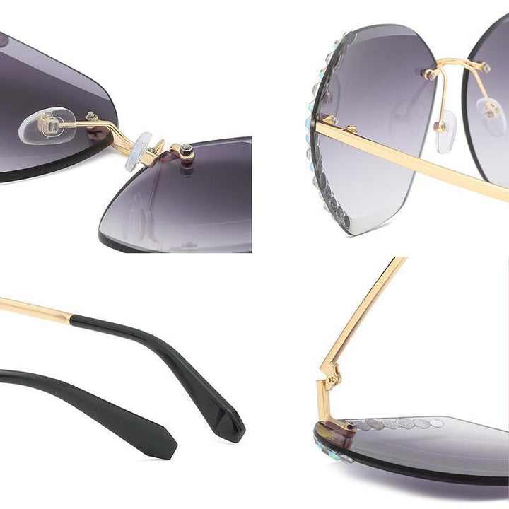 Rimless solbriller med krystall | Luvikno