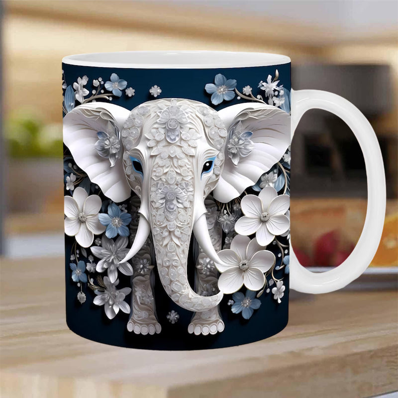 3D Elefant Blomster Kopp | Luvikno