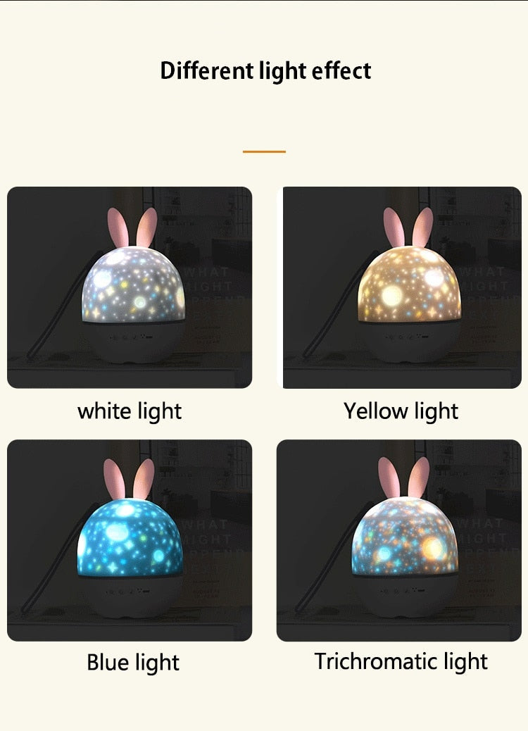 LED Universe Stars Bunny Prosjektor Nattlys | Luvikno