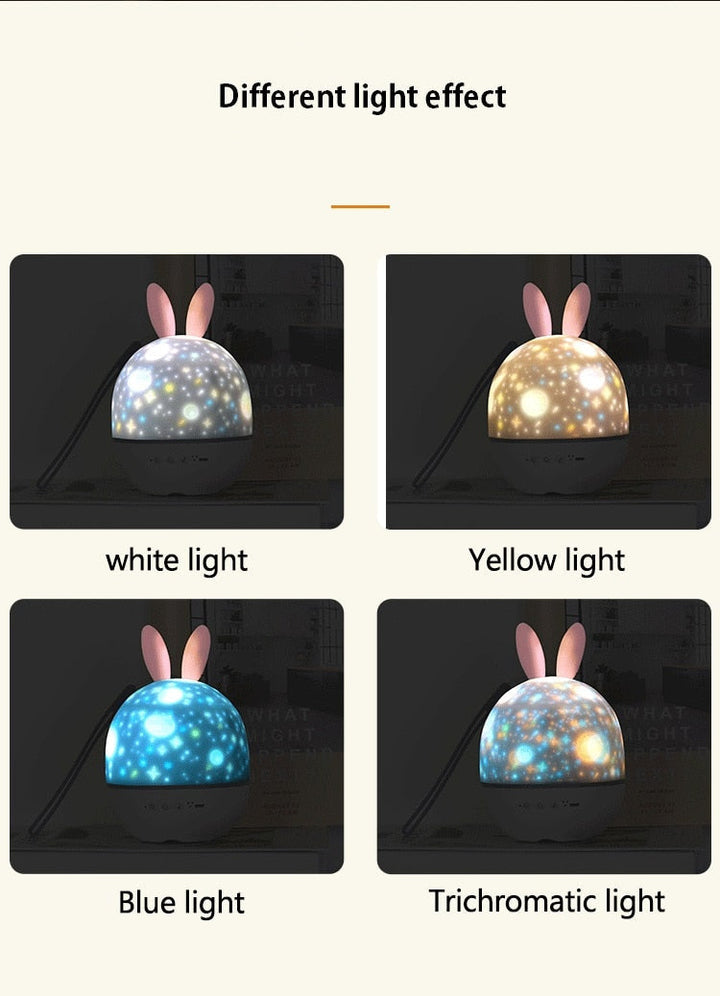LED Universe Stars Bunny Prosjektor Nattlys | Luvikno
