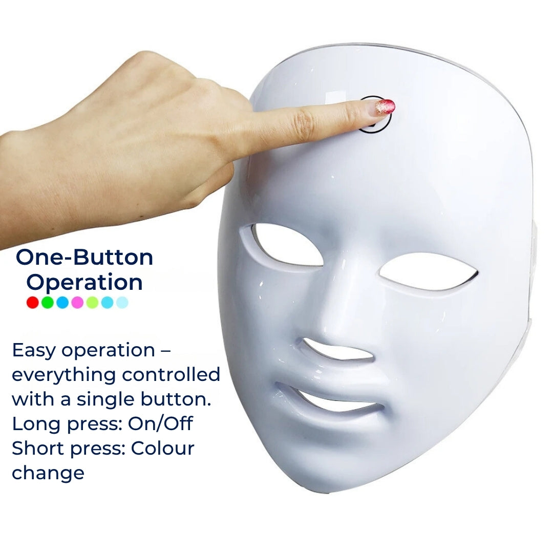 GlowSkin Pro LED Lysbehandling Maske | Stimulerer Kollagen - Reduserer Rynker - Forbedrer Hudtexture - Beroliger Rødhet Luvikno