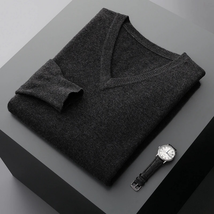 Luvik | Kashmir Polo Menn, V-hals, Myk Kashmir Strikkemateriale