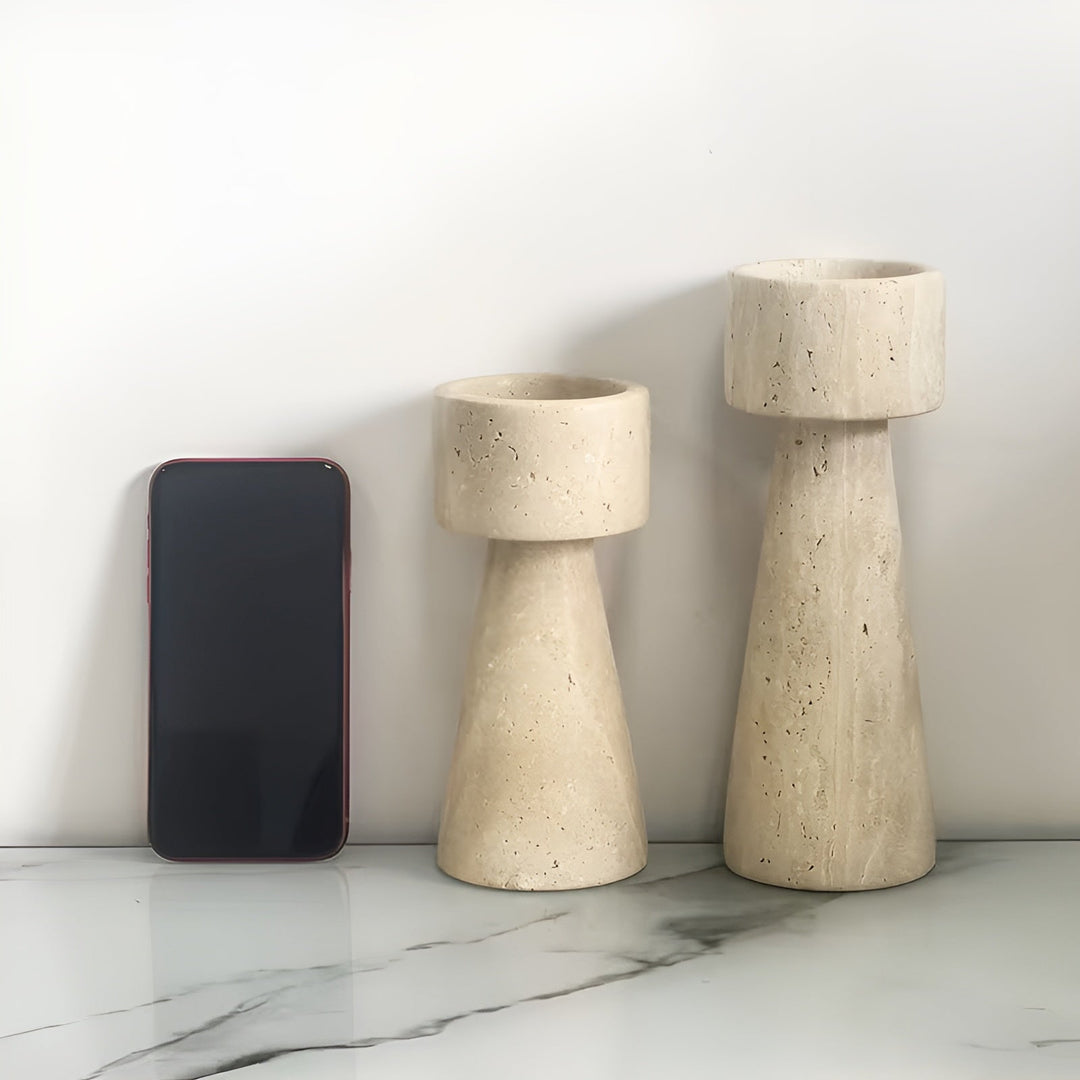 Marmor lysestake laget av naturstein – Elegant & Dekorativ | Polert for bord, bryllup og stue | Luvikno