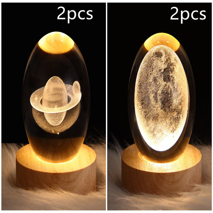 3D Galaxy Crystal Ball LED Nattlys | Luvikno