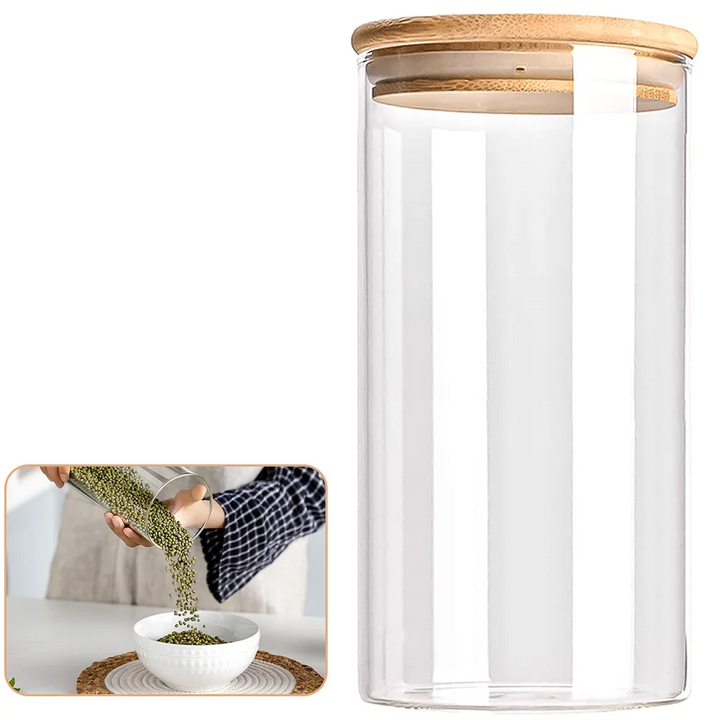PureVorrat Glass Container Set – Oppbevaringskrukker med Trellokk | Tett og Stilfull | Moderne Kjøkkenoppbevaring | Luvikno