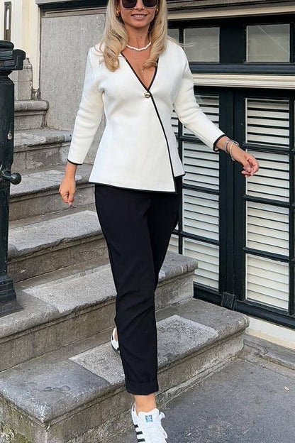 Luvik | Mahdollisuuteni Kontrastikuvio Kultanappi Pitkähihainen Huoleton Takki