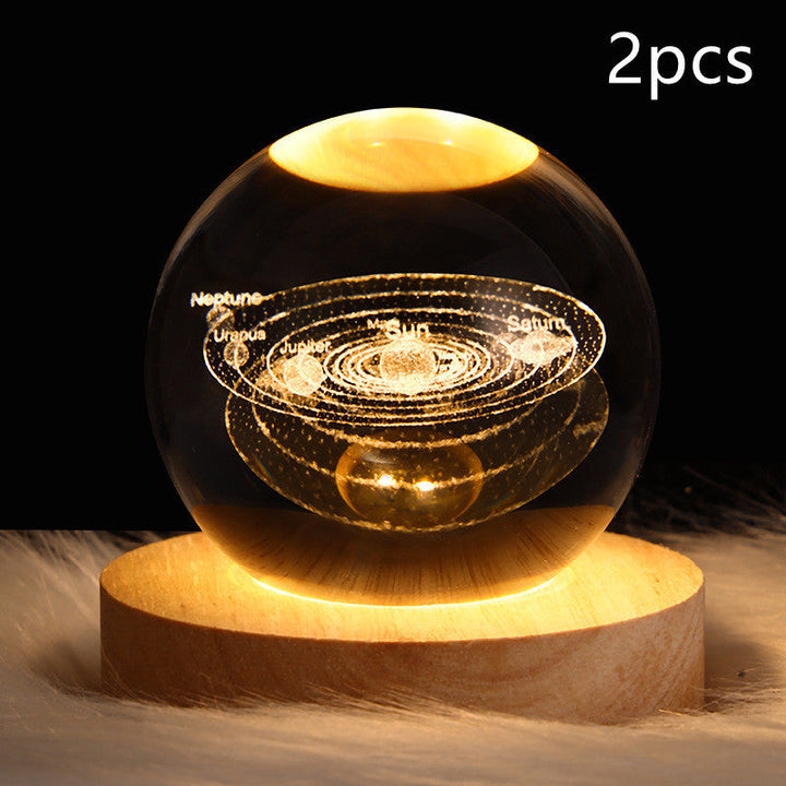 3D Galaxy Crystal Ball LED Nattlys | Luvikno