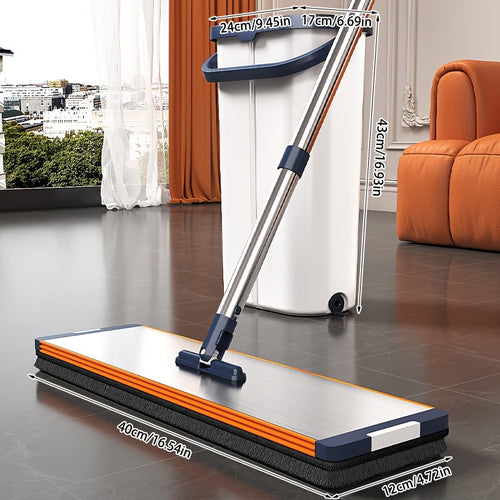 Flat mop set with bucket & wringing function | Luvikno